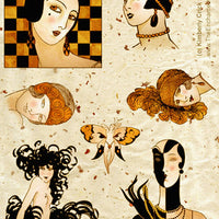 Unmounted Rubber Stamp Set Vintage Fashion #Glam-020