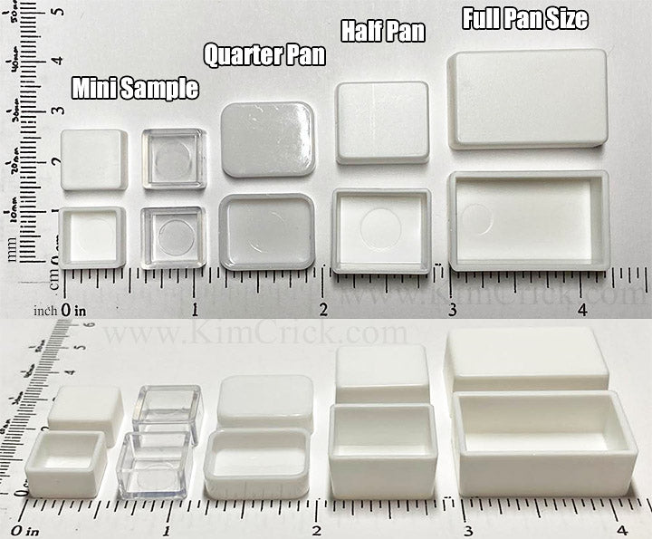 Empty Watercolor Pan Plastic Paint Cup (Select Mini Sample, Quarter, Half or Full Pan Size)