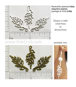 Openwork Fairy Wing Fern Charms Ten Pack (Select A Color)