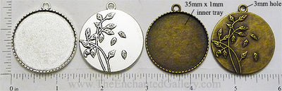 35mm Circle Falling Leaves Art Pendant Tray (Select a Color)