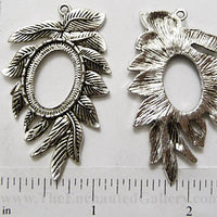 Open Back Fern Leaf With 14mm x 20mm Oval Opening Antiqued Silvertone Frame Jewelry Pendant