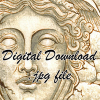  Digital File - Medusa Greek Gorgon Stone Statue Gray and Buff Titanium Watercolor Painting Printable Art Download 