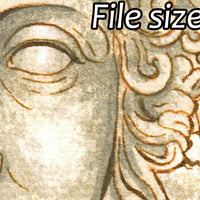  Digital File - Medusa Greek Gorgon Stone Statue Gray and Buff Titanium Watercolor Painting Printable Art Download 