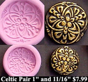 Flexible Push Mold Celtic Nouveau Circles Two Buttons