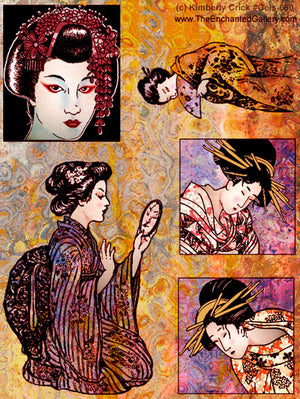 Unmounted Rubber Stamp Set Asian Art #Geis-060