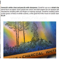 General's White Charcoal Chalk Pastel Pencils with Sharpener
