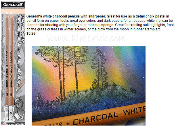 General's White Charcoal Chalk Pastel Pencils with Sharpener