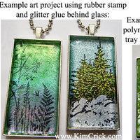 25x50mm Rectangle Glass Piece Textured Trays Pictures Polymer Clay Rubber Stamp Glitter