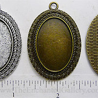 20x30mm Oval Pendant Tray Greek Repeating Spiral Border (Select a Color, Amount, or Optional Insert)
