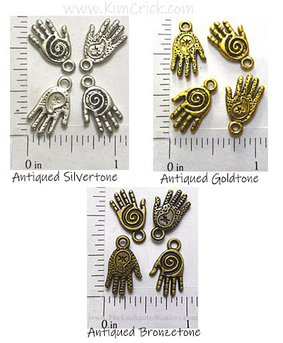 Healing Hands Charms Spiral Metal Beads Art Doll Jewelry Findings