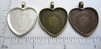 25mm x 25mm x 2mm Heart Pendant Tray Textured (Select Optional Insert)