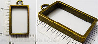 Open Back Smaller Rectangle Frame 16mm x 26mm x 4mm Curved Edges Bronzetone