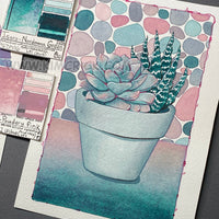 KC PAINTING - Isaro watercolor succulent zebra cactus potted plants