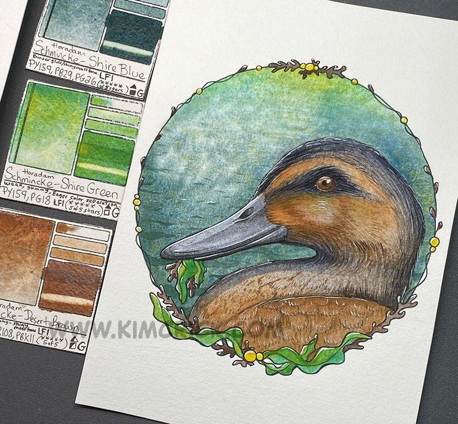 KC PAINTING - Schmincke watercolor super granulating duck art desert brown