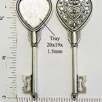 20x19mm Heart Shaped Cupid Arrow Style Key to My Heart Pendant Tray Antiqued Silvertone