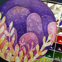 Negative Painting watercolor technique landscape floral alien world circle watercolor paper mairtini