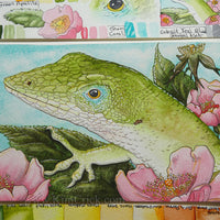 Original Art Watercolor Painting Green Anole (4x6 Not a Print, Supports Sierra Club Conservation)