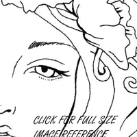 Digital File - Art Nouveau Poppy Flower Lady Artwork Ink Line Drawing Clip Art Download