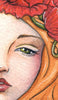 Original Art Watercolor Painting Art Nouveau Poppy Lady Portrait (4" x 6" Not a Print)