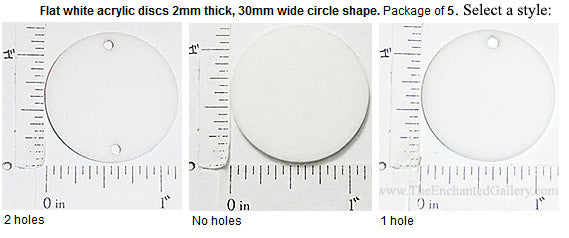 Laser Cut Acrylic White 30mm Circle Disc Insert or Charm 5 Pack (selec