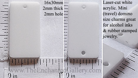 Laser Cut Acrylic White 16mm x 30mm Rectangle Charm (Select a Style)