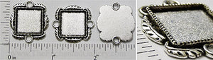 15mm Square Leaf Border Connector Tray Antiqued Silvertone