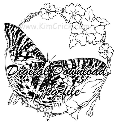 Digital File - Madagascar Sunset Moth Ink Drawing Coloring Book Style Printable Butterfly Art