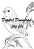 Digital File - Lazuli Bunting Bird ATC Line Drawing Traceable Art Artists Printable Coloring Book Download