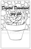  Digital File - Succulent Zebra Cactus House Plant Pot Pebble Pattern Coloring Book Line Drawing for Artist Painting Practice