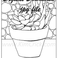  Digital File - Succulent Zebra Cactus House Plant Pot Pebble Pattern Coloring Book Line Drawing for Artist Painting Practice