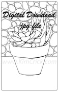  Digital File - Succulent Zebra Cactus House Plant Pot Pebble Pattern Coloring Book Line Drawing for Artist Painting Practice