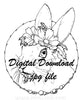  Digital File - Spring Bunny Rabbit Flower Crown Line Art Drawing Printable Coloring Book Page Download 