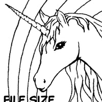  Digital File - Unicorn Rainbow Coloring Book Style Line Art Drawing For Artist Watercolor Painting Practice
