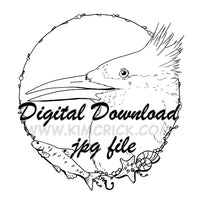 Digital File - Greater Crested Tern Shore Bird Minnow Ink Drawing Coloring Book Printable Line Art