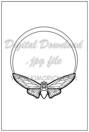 Digital File - Insect Moth Coloring Book Style Line Art Drawing Practice Painting Printable Download