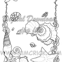  Digital File - Sea Shell Beach Coloring Book Style Line Art Drawing Practice Painting Printable Download 