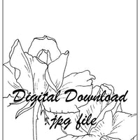 Digital File - Roses Floral Sketch Ink Drawing Art Printable Practice Coloring Book Page Instant Download