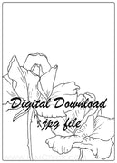 Digital File - Roses Floral Sketch Ink Drawing Art Printable Practice Coloring Book Page Instant Download