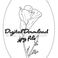 Digital File - Poppy Flower Drawing Adult Coloring Book Page Practice Floral Painting Printable Line Art