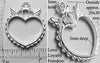 Open Back Heart with Crown and Wings Pendant 29mm x 30mm x 3mm Love Loyalty Freedom Silvertone