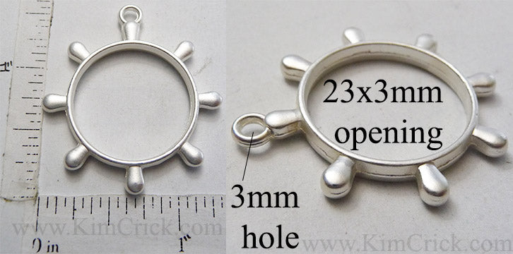 Open Back Boat Steering Wheel Pendant 23mm x 3mm Matte Silver