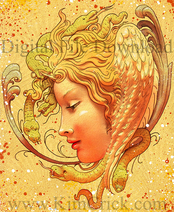 Digital File - Medusa Greek Goddess Artwork Color Clip Art Download