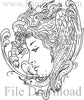 Digital File - Medusa Greek Goddess Line Drawing Artwork Clip Art Download