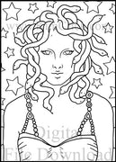 Digital File - Medusa Star Background Line Drawing Artwork Clip Art Download