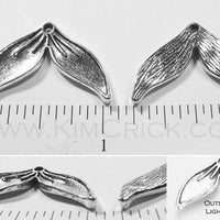 Mermaid Tail Fin Bead Silvertone Charm w/Top Hole (6 Pieces)