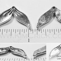 Mermaid Tail Fin Bead Silvertone Charm w/Top Hole (6 Pieces)