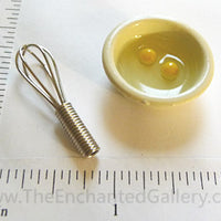 Miniature Doll House Egg Mixing Bowl and Whisk 2 Piece Set