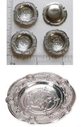 Mini Doll House Elegant Pewter Serving Tray Plates Silver Color 4 Piece Set