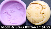 Flexible Push Mold Moon and Stars Carved Button