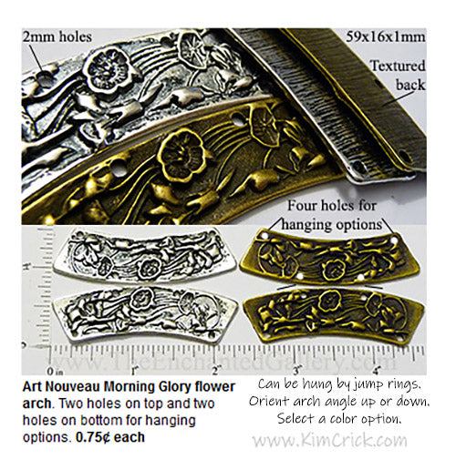 Art Nouveau Morning Glory Flower Arch Jewelry Finding Connector Link for Necklace Bracelet or Earrings DIY